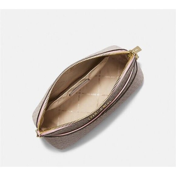 New Michael Kors Jet Set Travel Medium Logo Dome Crossbody Powder Blush Multi - Picture 3 of 3